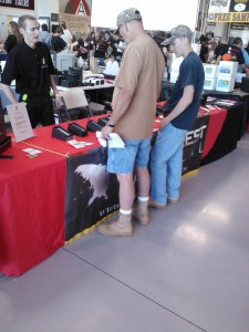 Ravencrest Tactical display. This guy was cool, with his day-glow knives on his hips. Lowest price was $149 up $300.