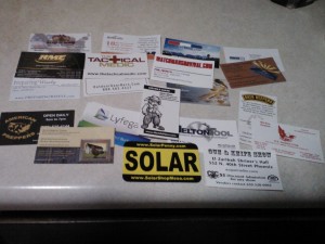 As you can (barely) see - many business cards were collected.