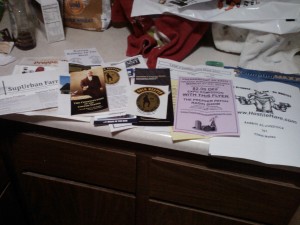 Various flyers from the vendors on site.